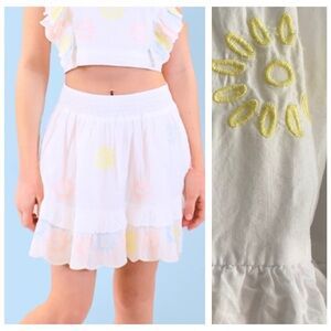 Stella McCartney White Yellow Pink Blue Embroidered Flower Skirt 5